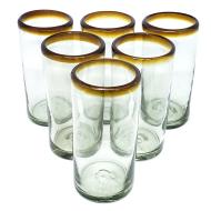 Amber Rim 20 oz Tall Iced Tea Glasses (set of 6)
